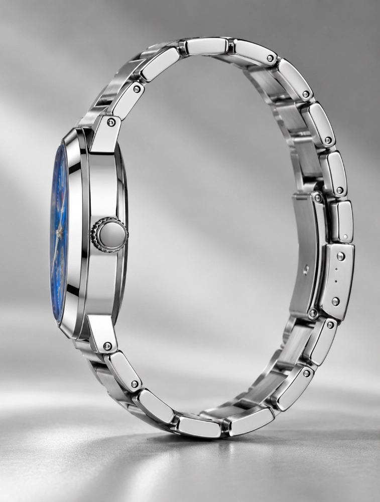 Womens Royal Blue Dial Daisy Charm Classic Watch