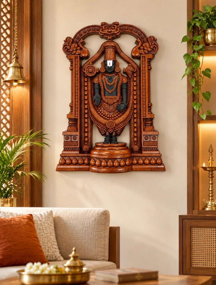 Wood SIFON Designer Tirupati Balaji Wall Idol 33810