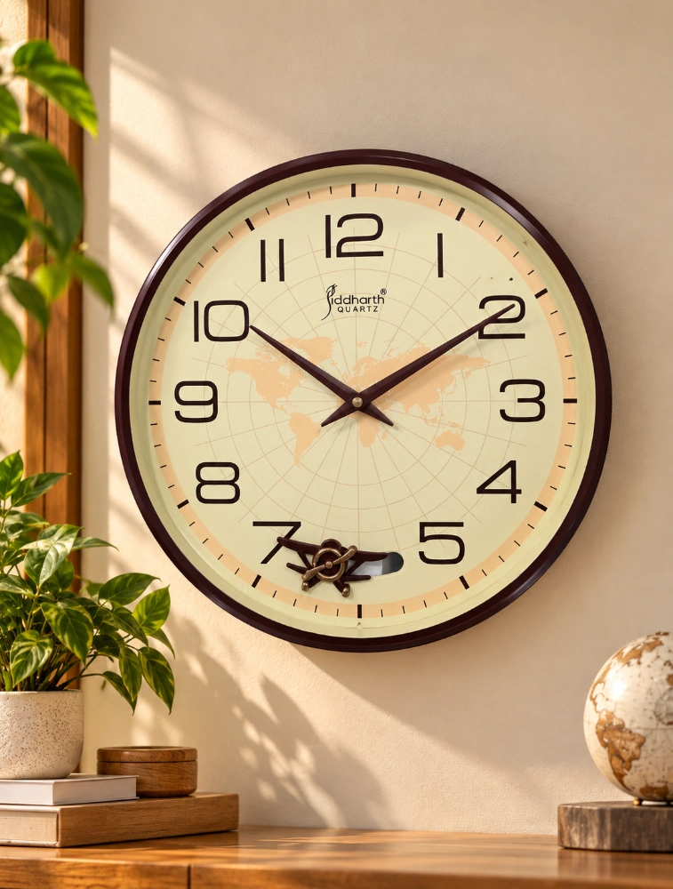 Wood Siddharth Aeroplane Design Wall Clock For Home 1333