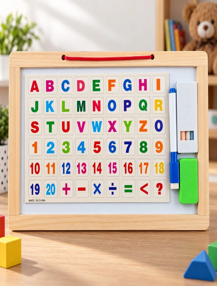 Wooden Alphabet and Numbers Kids Learning Board