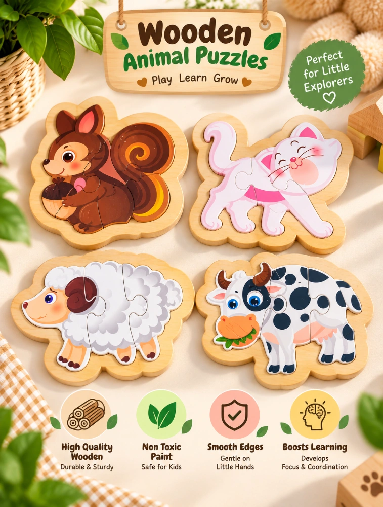 Wooden Farm Animal Puzzle For Kids