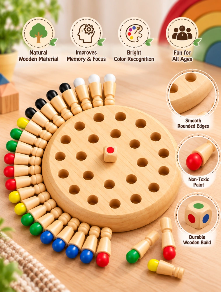 Wooden Memory Match Stick Chess Game For Kids