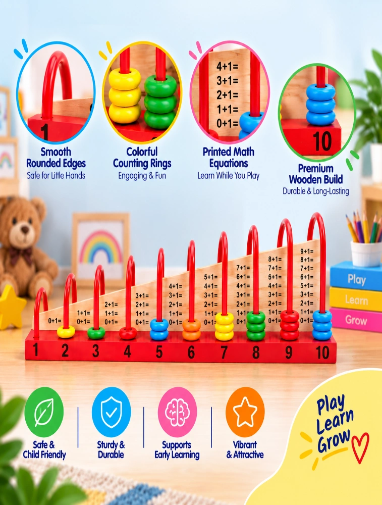 Wooden Number and Counting Learning Abacus