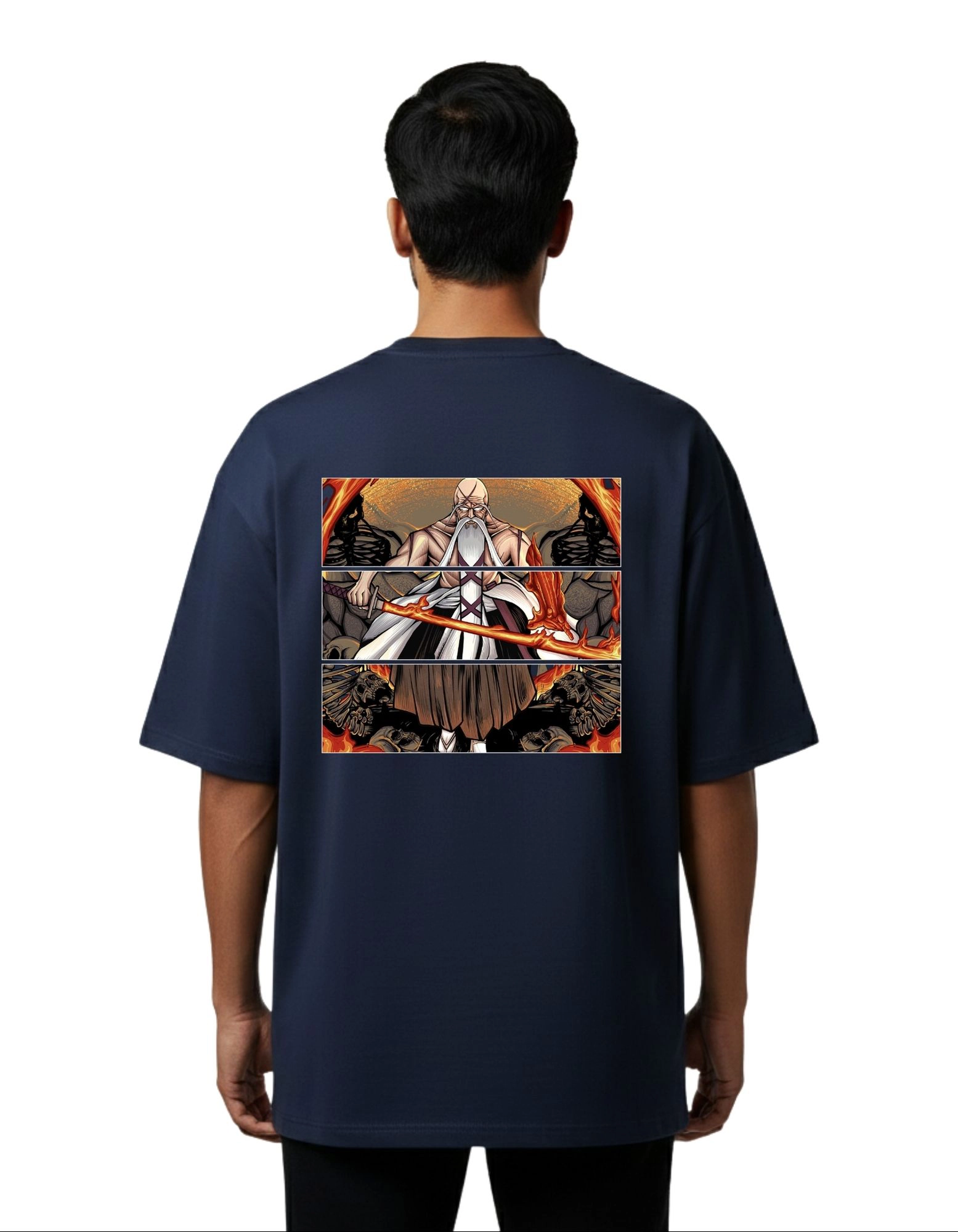 Yamamoto Oversized Cotton French Terry T-Shirt 240 GSM Navy Blue