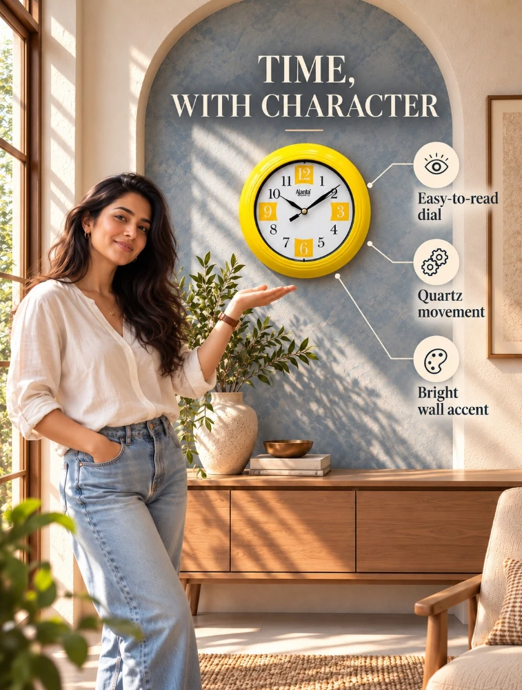 Yellow Ajanta Evermark Wall Clock 2187
