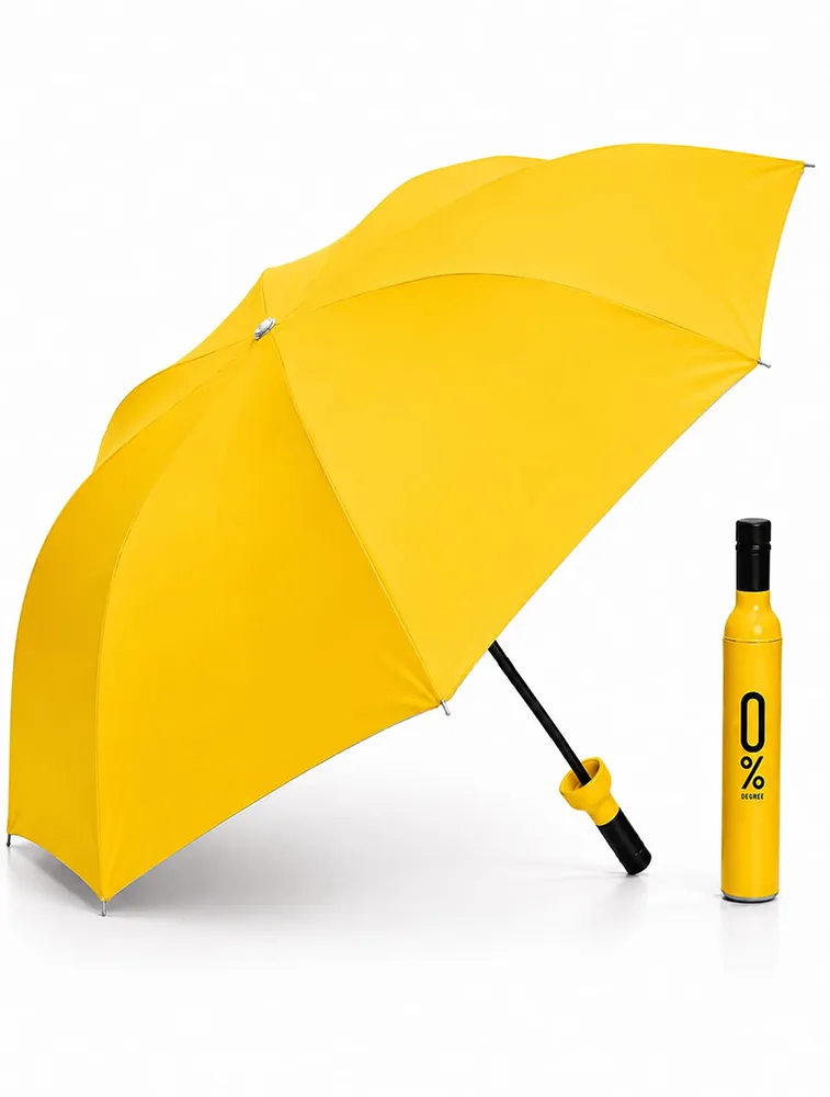 Yellow Bottle Style Foldable Umbrella