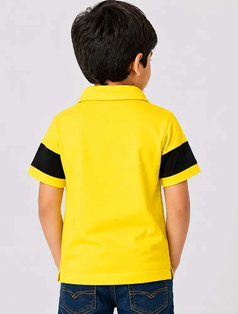 Yellow Boys HI Neck Taqua Kids Printed Casual TShirt   
