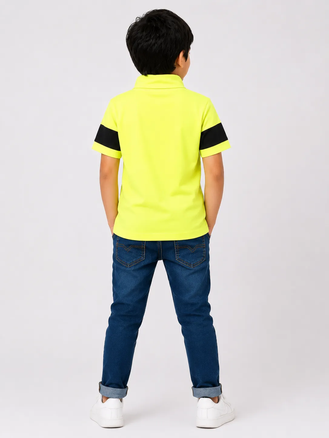 Yellow Boys HI Neck Taqua Kids Printed Casual TShirt