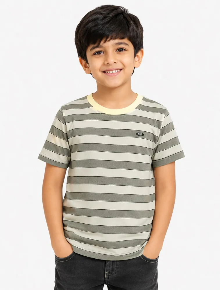 Yellow Kids Dad and Me Round Neck Premium T Shirt