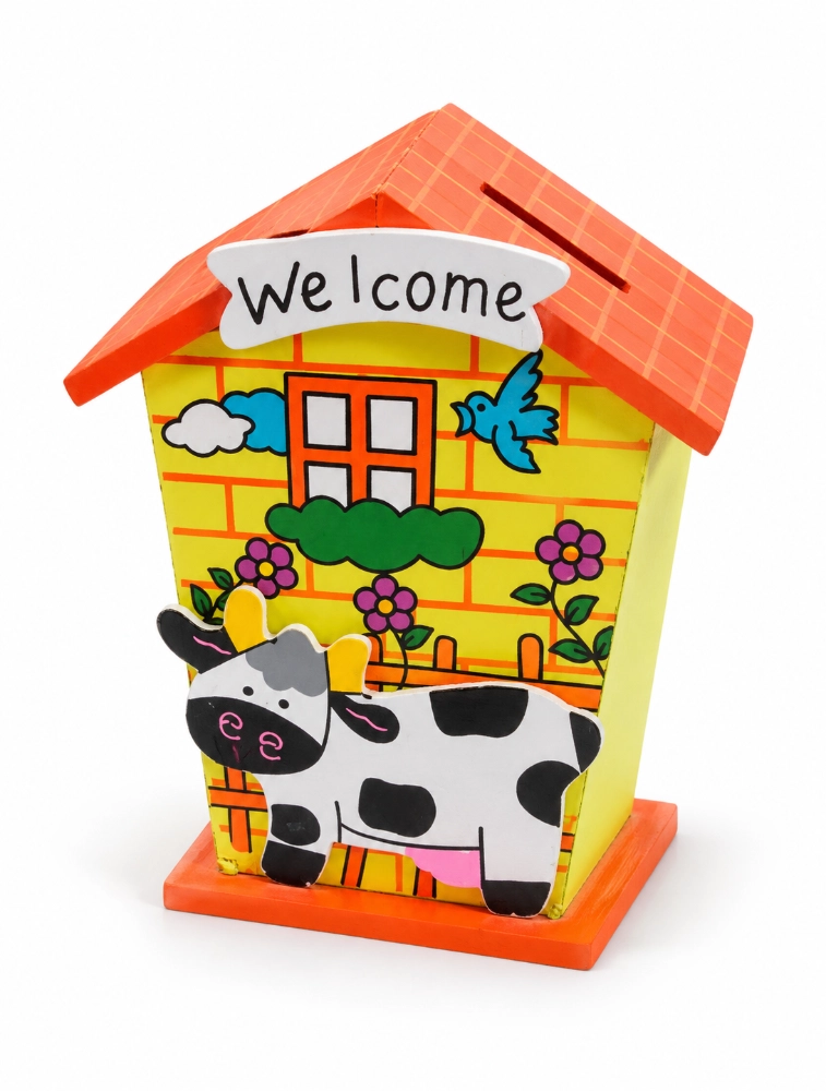 Yellow Little Saver Small House Coin Box