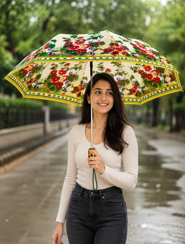 Yellow Summer Meadow Bloom Floral Compact Umbrella