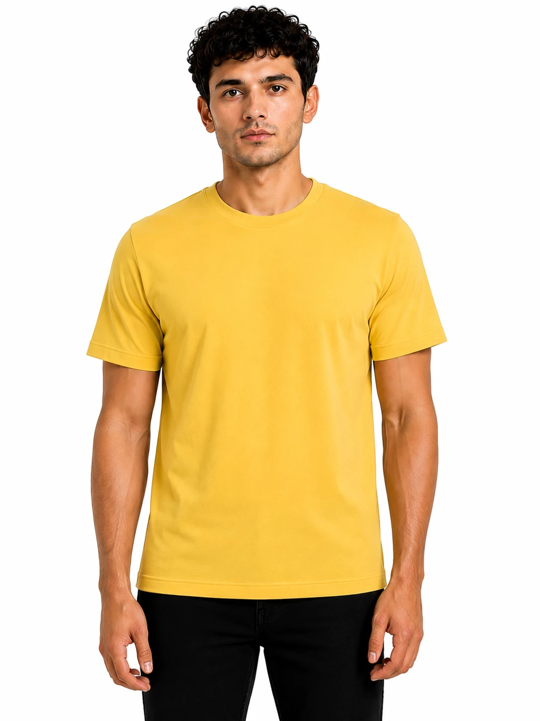 Yellow Premium Polycotton 180 GSM Round Neck T-Shirt