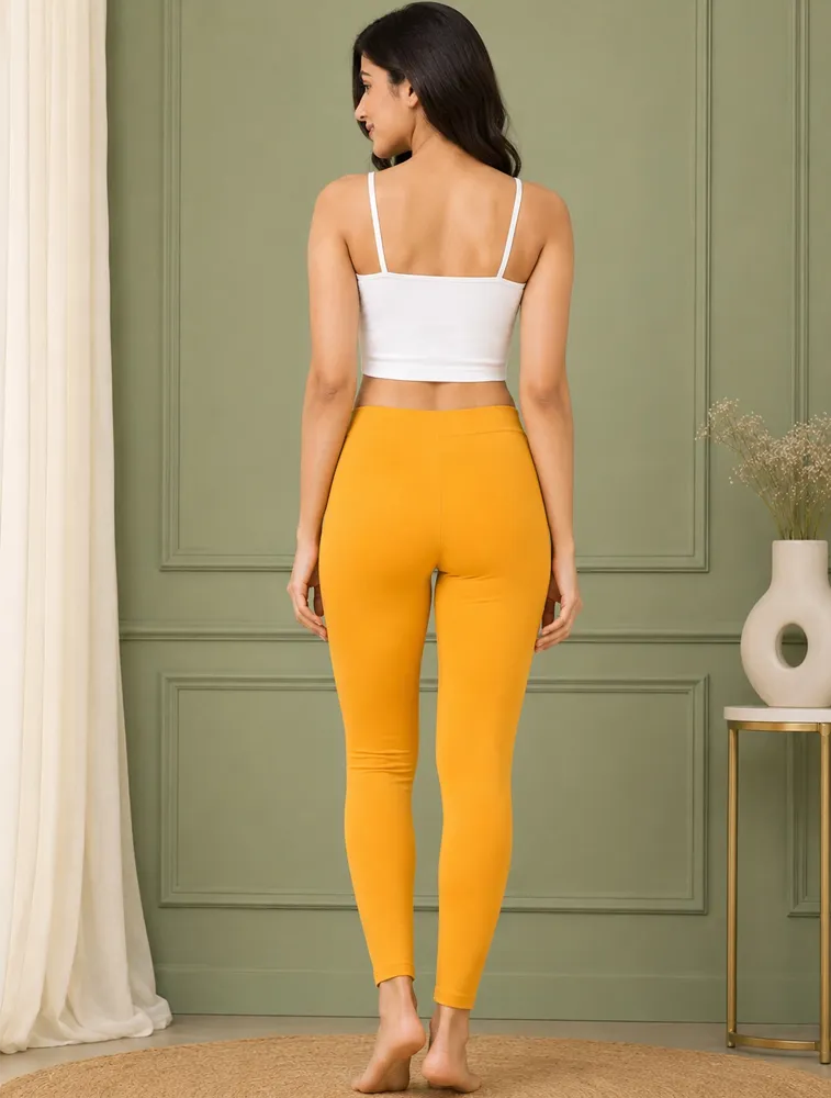 Yellow Womens Premium Ankle Leggings Pants