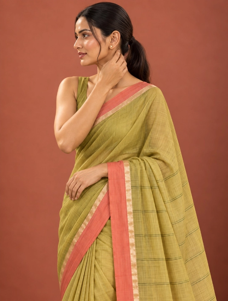 Green Womens Premium Banana Cotton Saree