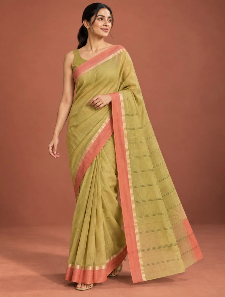 Green Womens Premium Banana Cotton Saree