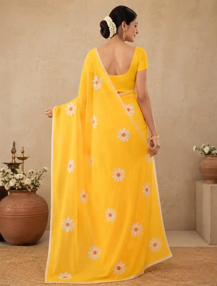 Yellow Womens Printed Coosi Silk Sarees — bulk from ₹2115