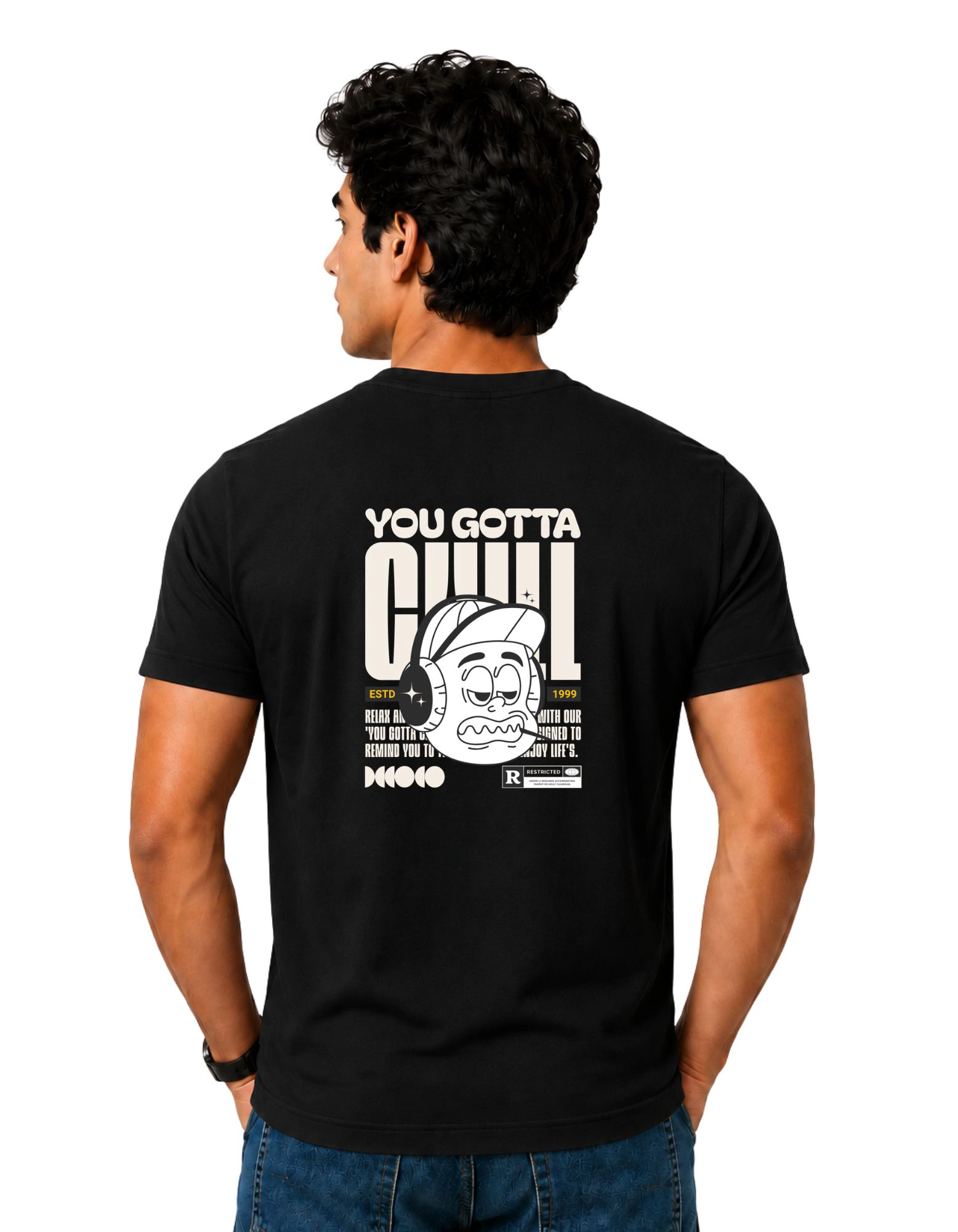 You Gotta Chill Cotton Round Neck T-Shirt 180 GSM Black