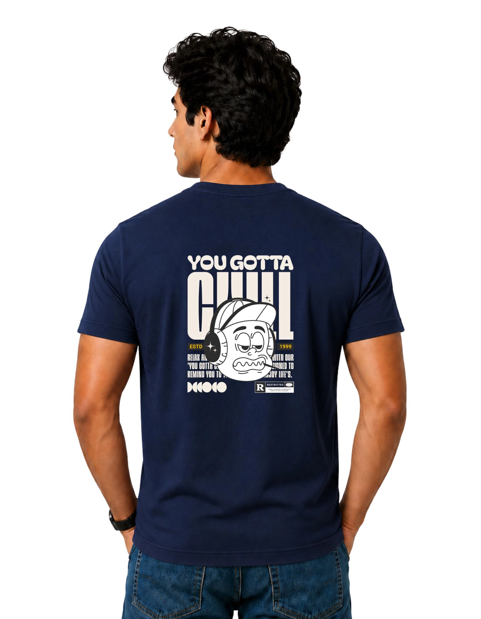 You Gotta Chill Cotton Round Neck T-Shirt 180 GSM Navy Blue