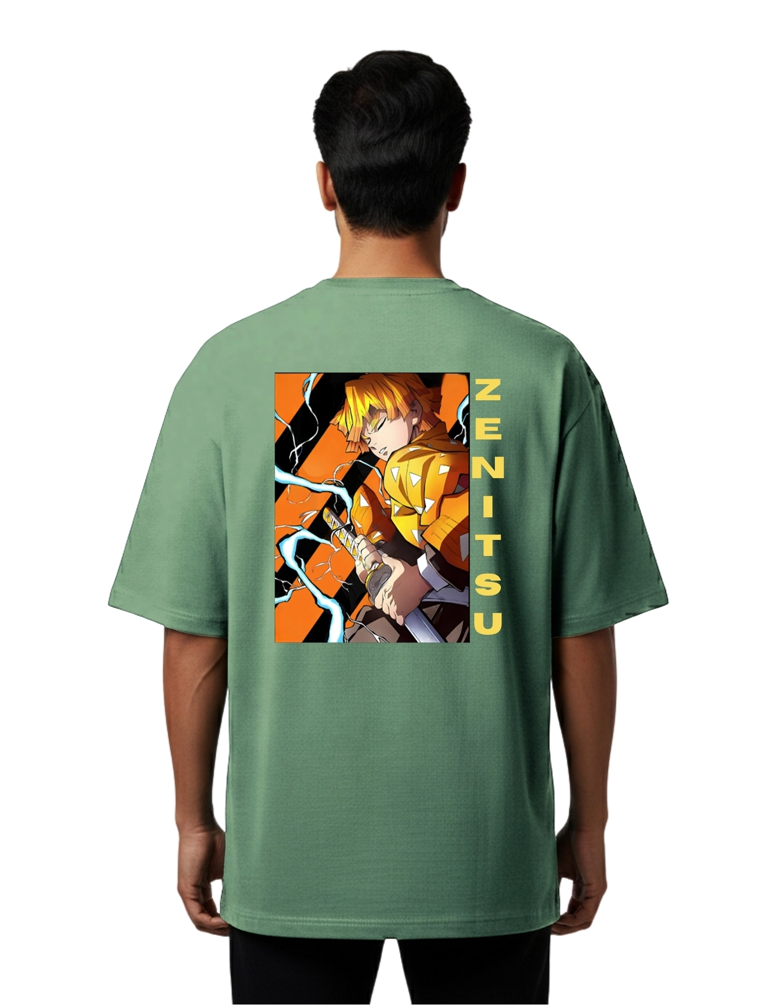 Zenitsu Oversized Cotton French Terry T-Shirt 240 GSM D Green