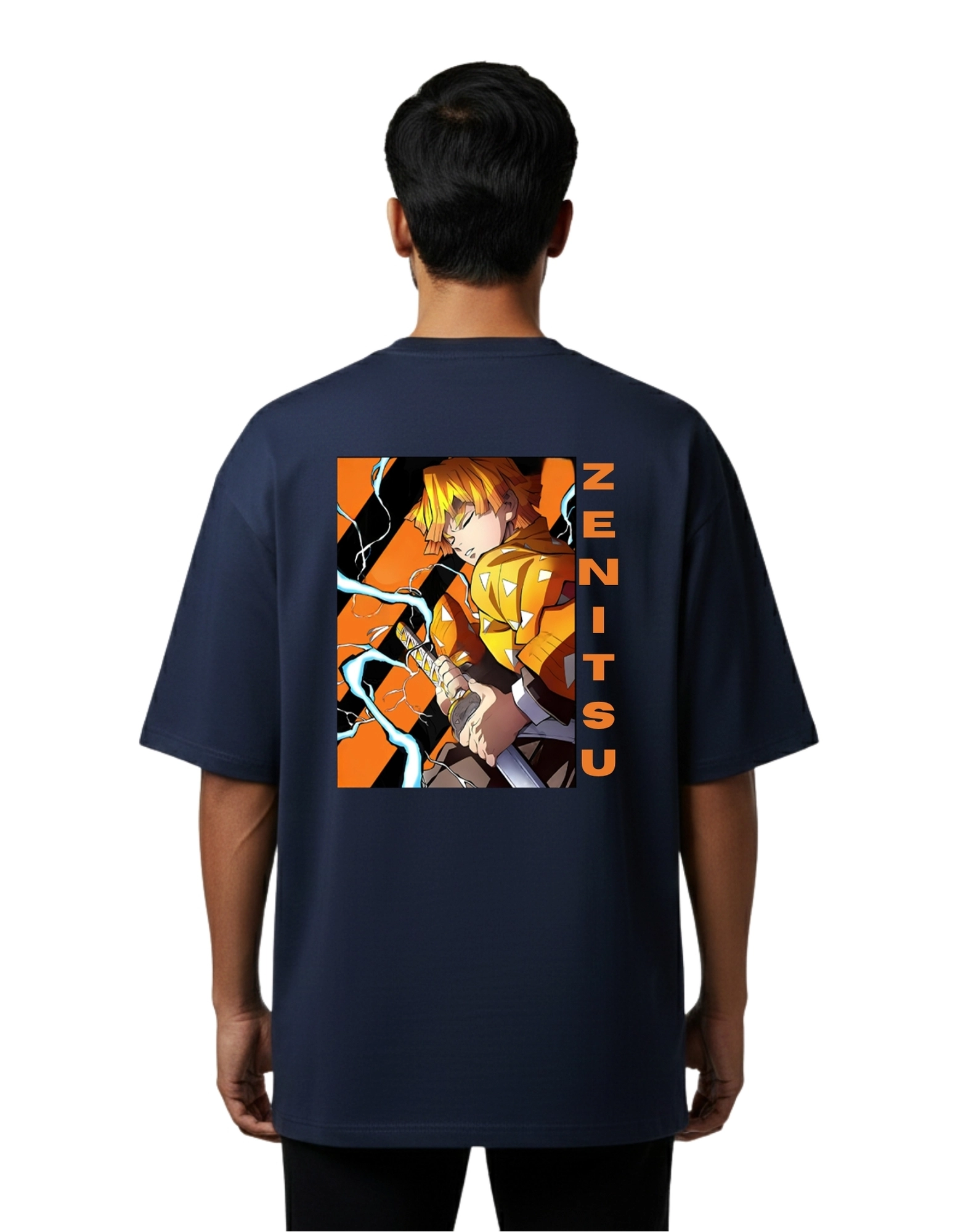 Zenitsu Oversized Cotton French Terry T-Shirt 240 GSM Navy Blue