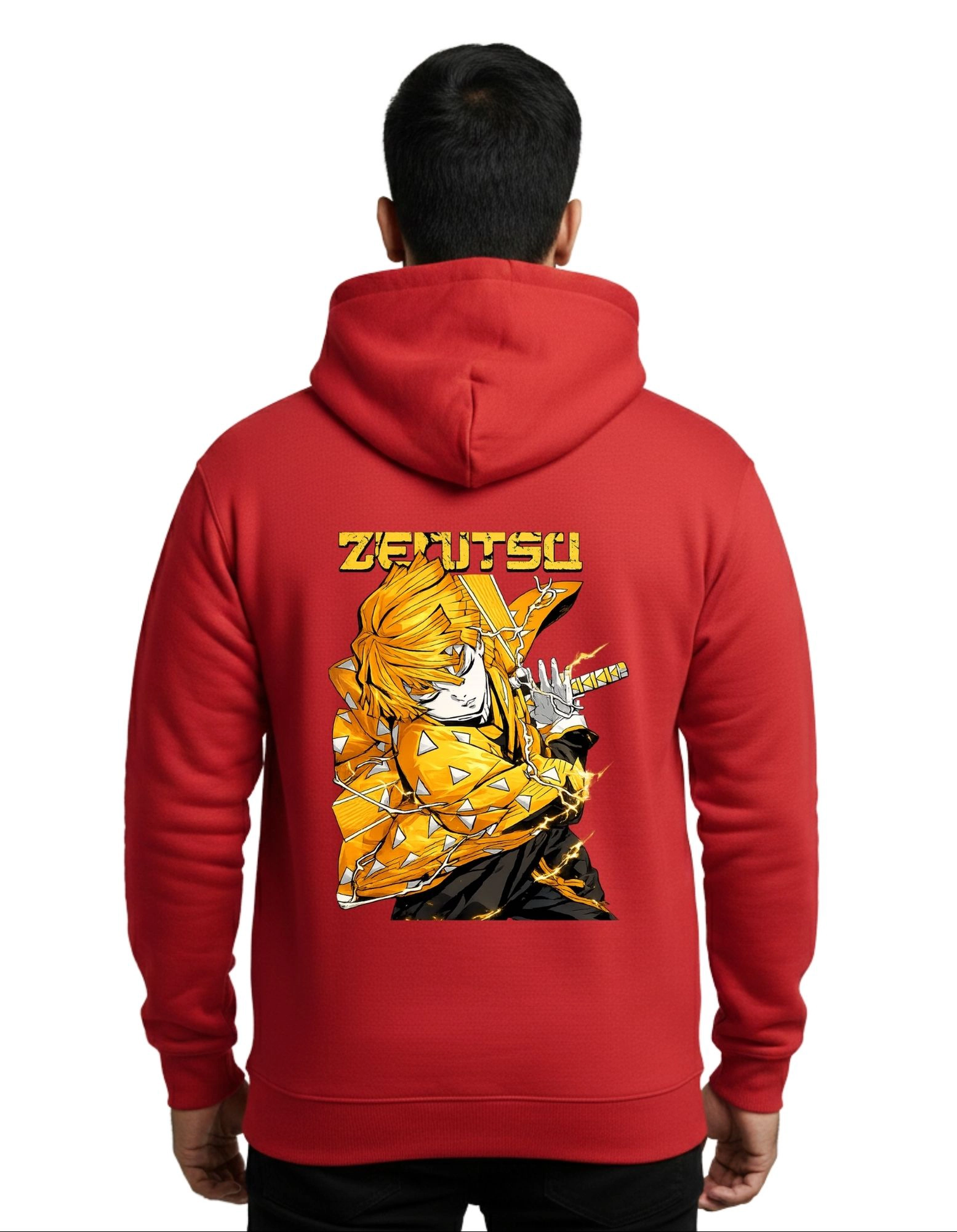 Zenitsu Thunder Cotton Hoodie Without Zipper 300 GSM Red