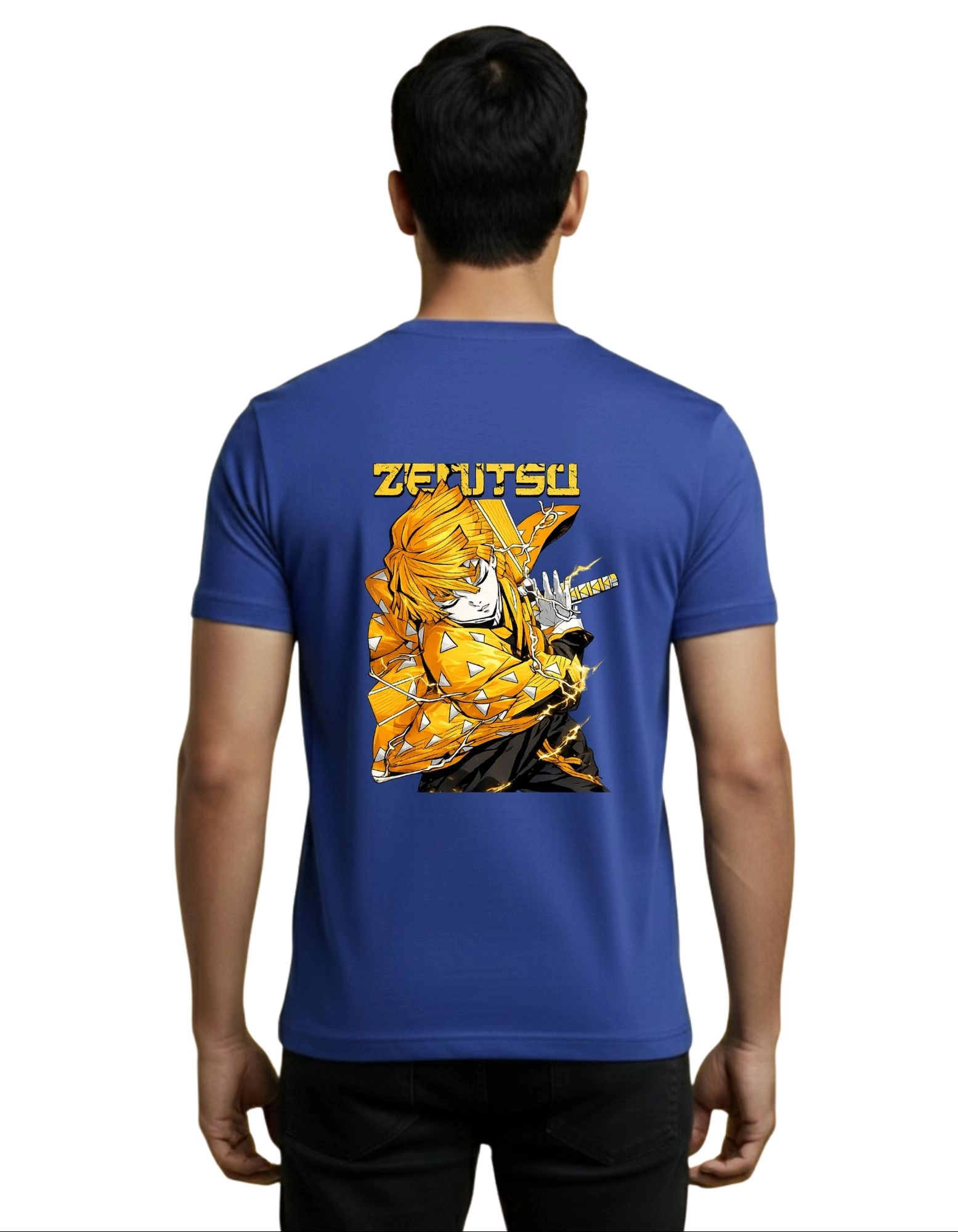 Zenitsu Thunder Cotton Round Neck T-Shirt 180 GSM Royal Blue