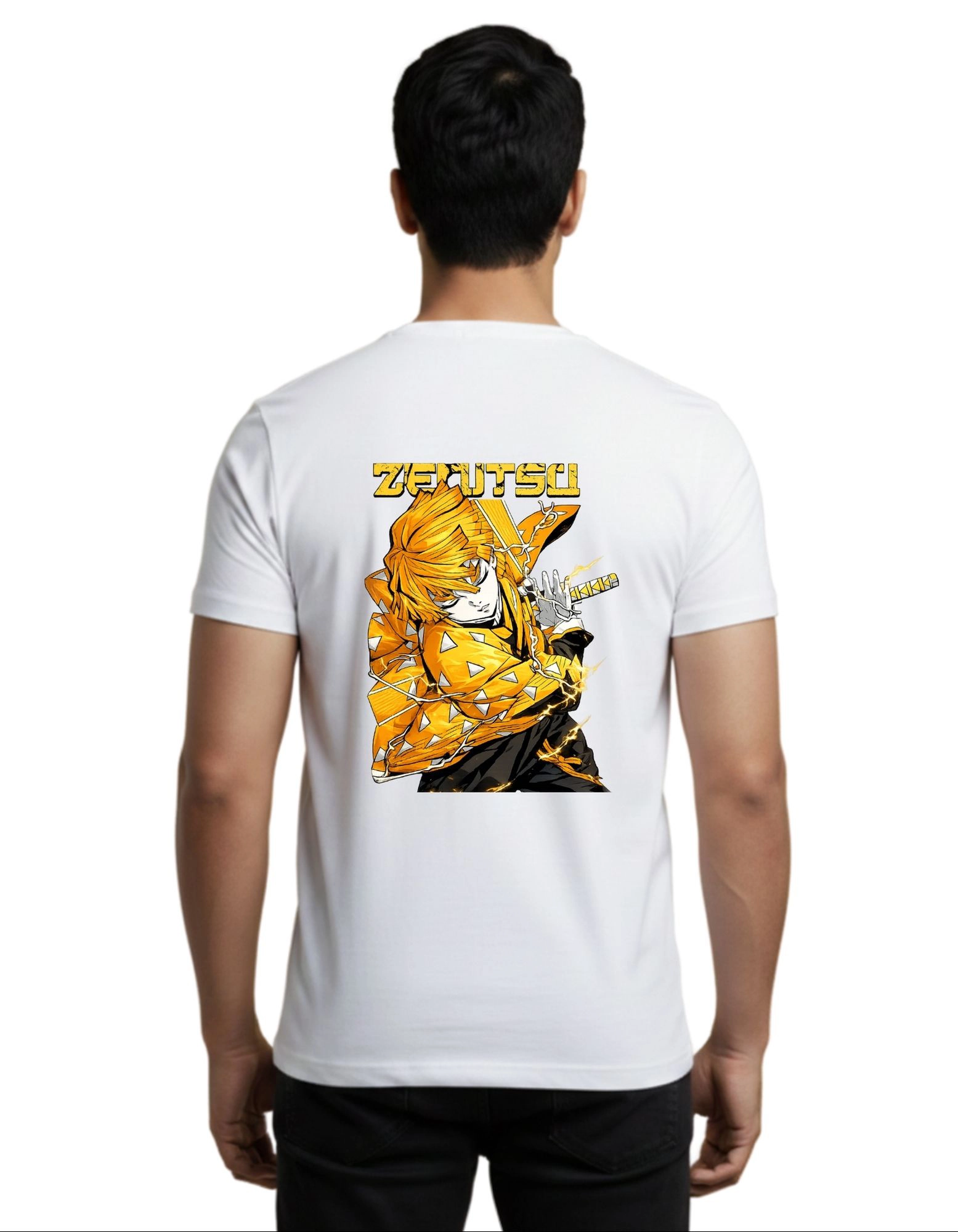 Zenitsu Thunder Cotton Round Neck T-Shirt 180 GSM White