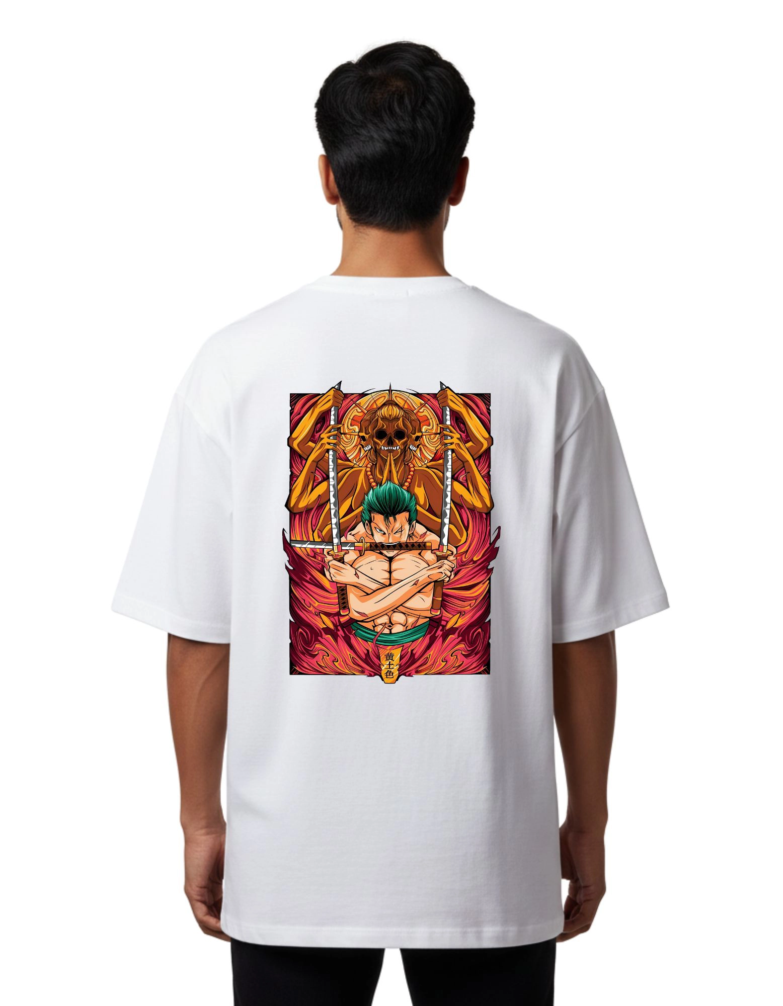 Zoro Inferno Oversized Cotton French Terry T-Shirt 240 GSM White