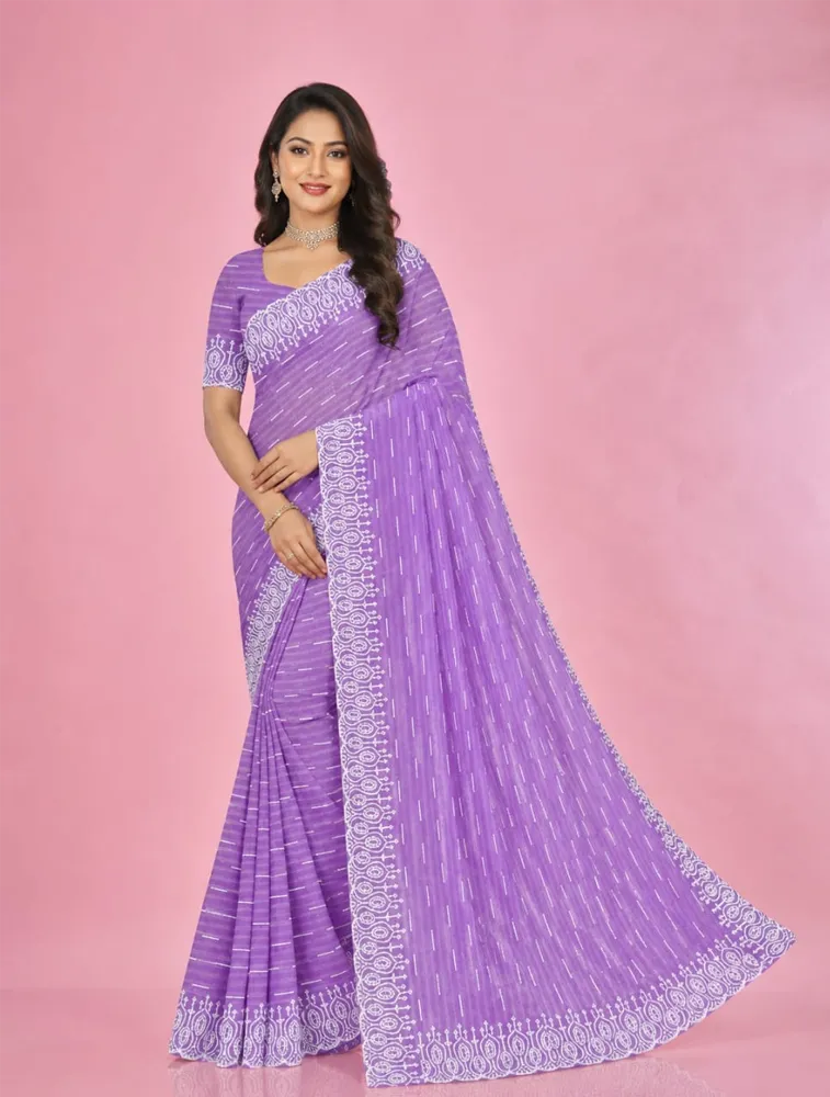 Lavender Womens Royal Jarri Soft Silk Sarees