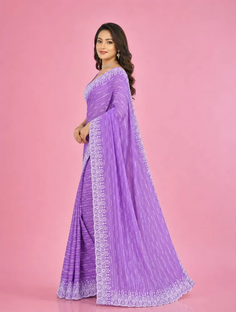 Lavender Womens Royal Jarri Soft Silk Sarees 